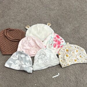 Assorted Baby Beanies Set - Pink, Gray, Brown